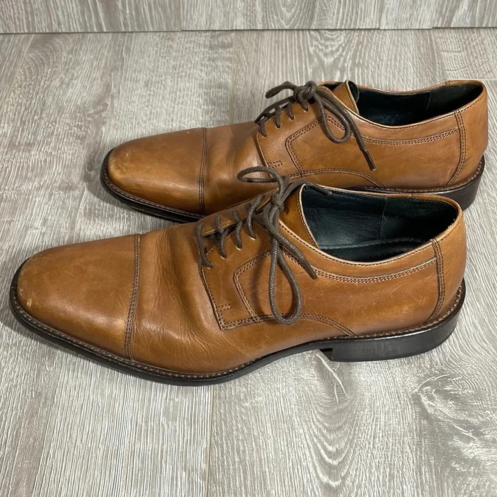 J. Murphy by Johnston & Murphy Leather Novick Lace Up Cap Toe Oxfords Brown 8M